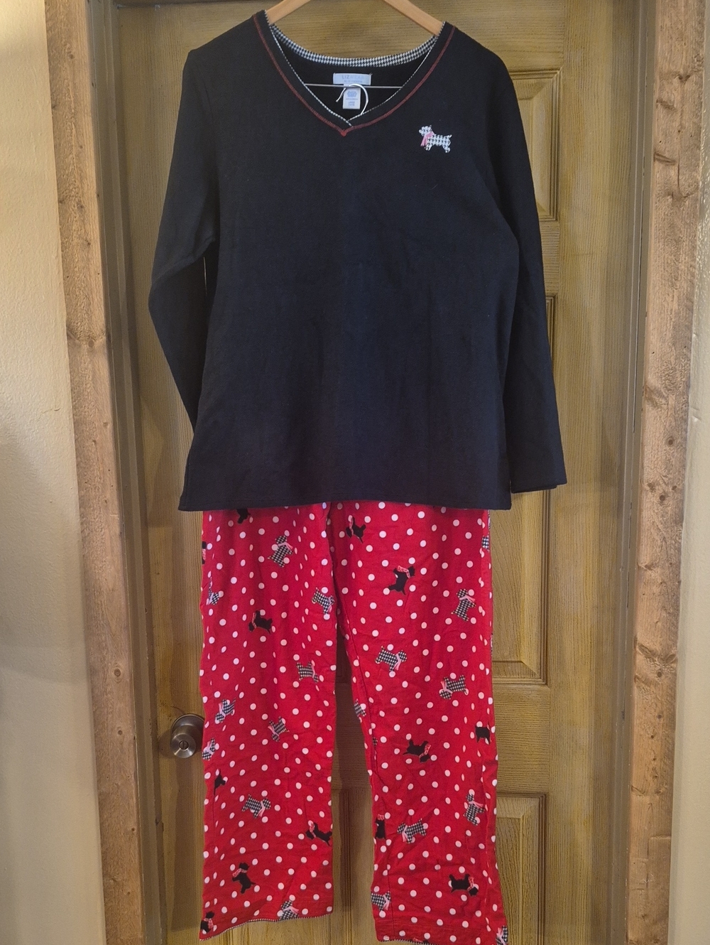 Lizwear By Liz Claiborne Pj Loungewear Top Pants Set Large 14/16 Scottie Terrier